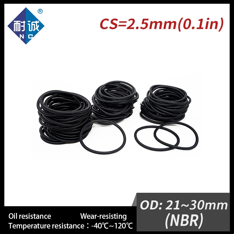 10 개/몫 고무 검정색 NBR 두께 CS2.5 OD21/22/23/24/25/26/27/28/29/30*2.5mm O 링 가스켓 내유성 방수.-.