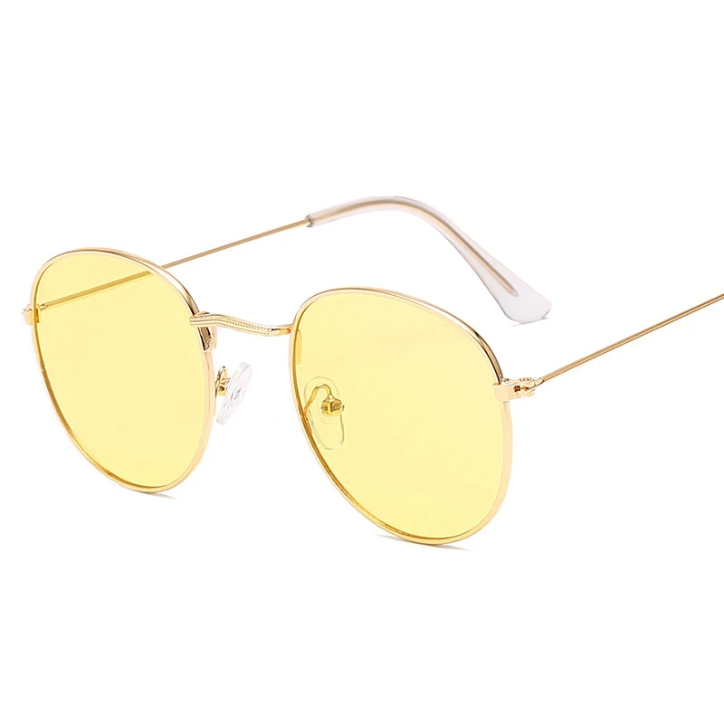 Gold Ocean Yellow LeonLion, круглые солнцезащитные очки для женщин,, фирменный дизайн, Зеркальные Солнцезащитные очки для женщин, высокое качество, солнцезащитные очки для мужчин, Ретро стиль, Oculos BOX - Цвет линз: Gold Ocean Yellow