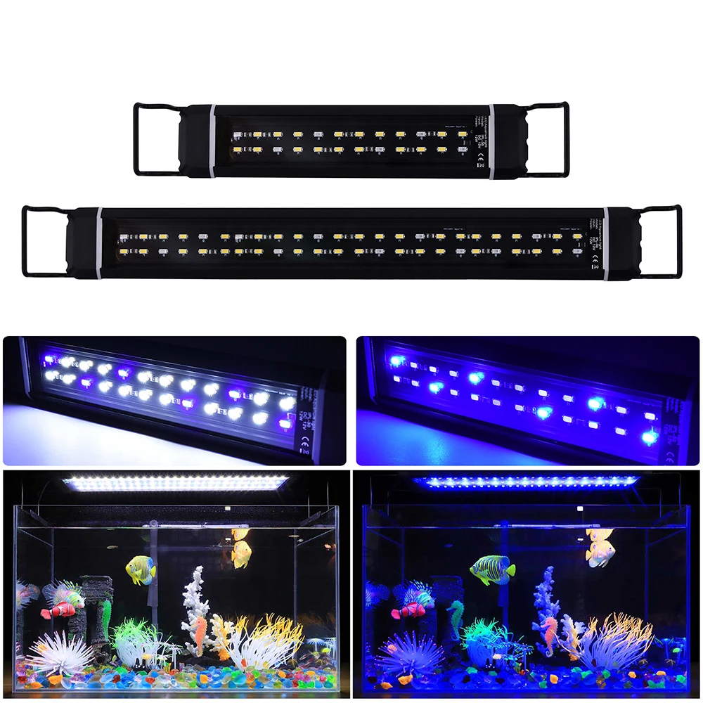 

24/48LEDs Aquarium Light Promote Plant Growth Fish Tank Light US/EU/UK/AU Plug Warm White/Blue LED Light Adjustable bracket D30
