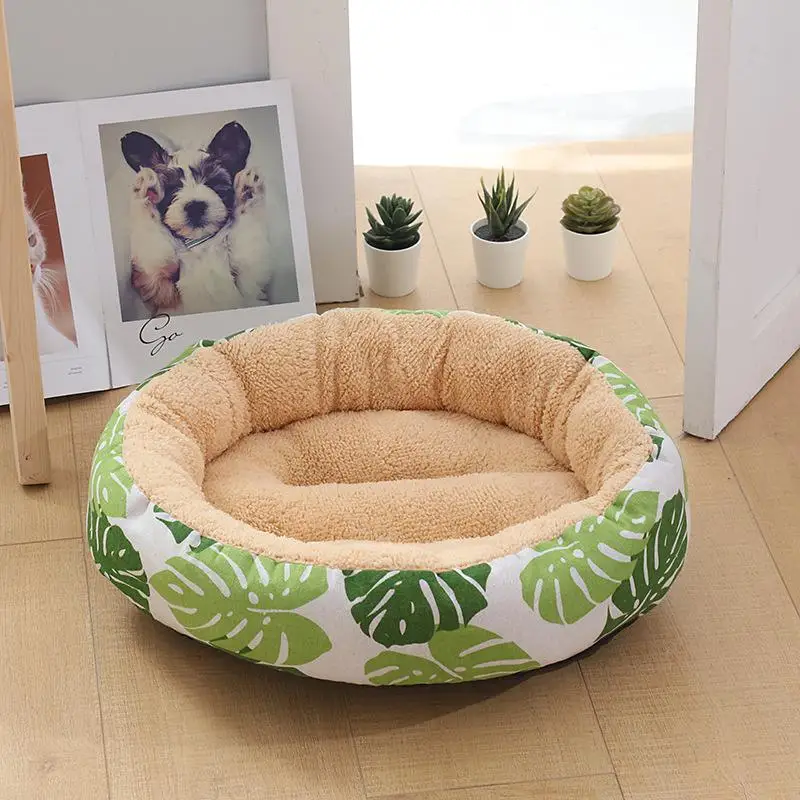 Christmas Soft Round Pet Dog Bed Washable For Cat Cot Nest Gifts Non-slip Pet House Dog Cushion Short Plush Mats Lounger Sofas - Цвет: 1