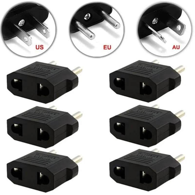 

500pcs US/EU to EU AU AC Power Plug Converter Adapter Adapter USA to European Black Plastic Travel charger Converter
