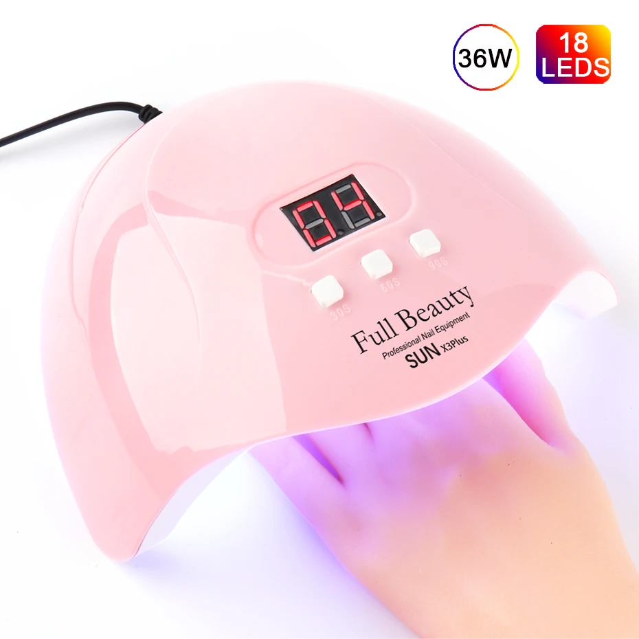 36 Вт Светодиодная УФ лампа для ногтей Сушилка светильник Гель лак отвержденный