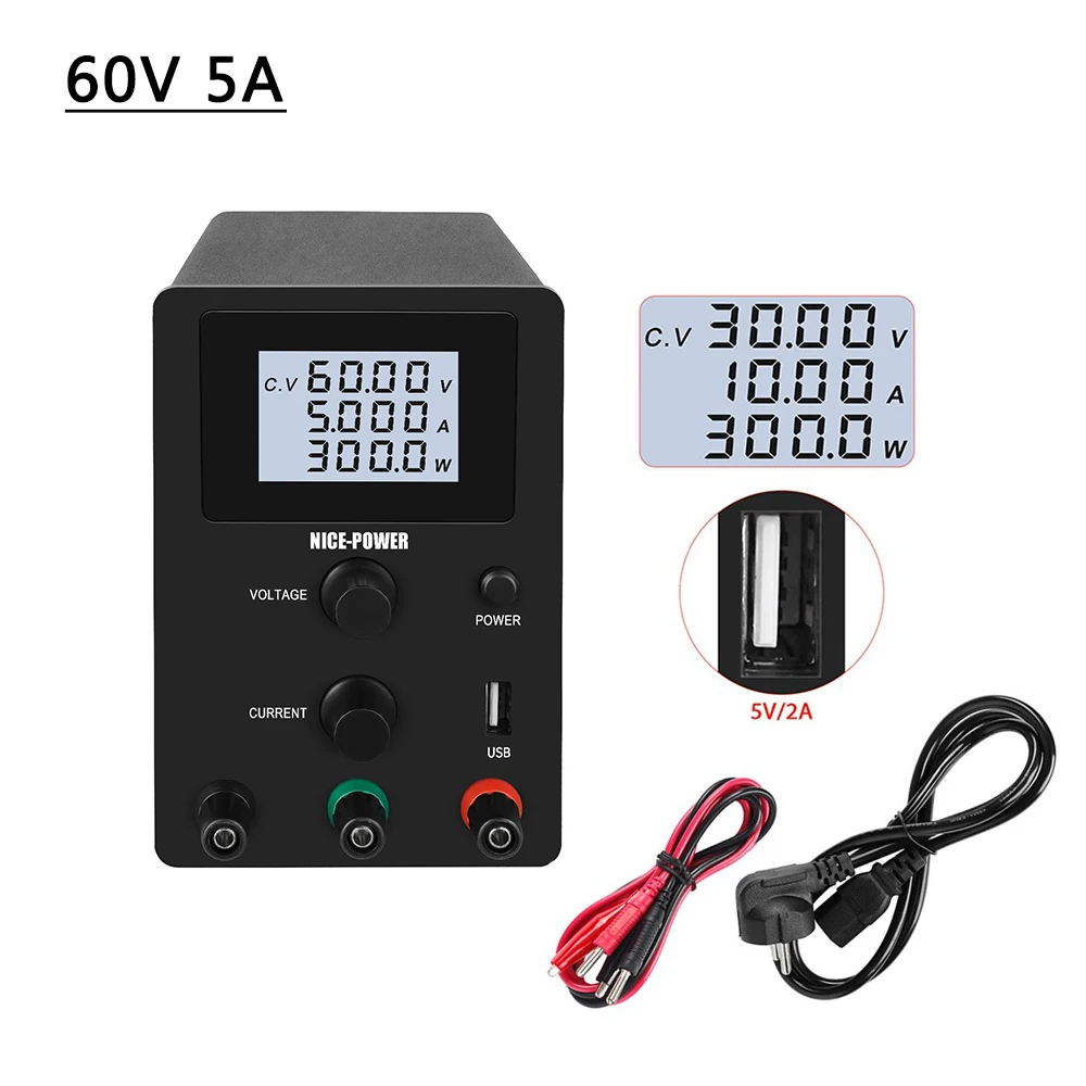 Newest High-precision LCD Screen Lab DC Adjustable Power Supply Switching Laboratory Bench Source 4 Digit Display Eye protection