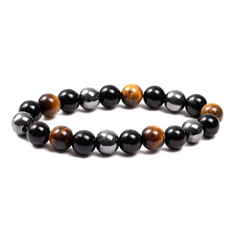 

Men Bracelets Bangle Natural Stone Bracelets For Women 6MM 8MM 10MM Tiger Eye & Hematite & Black Obsidian Natural Stone Bracelet