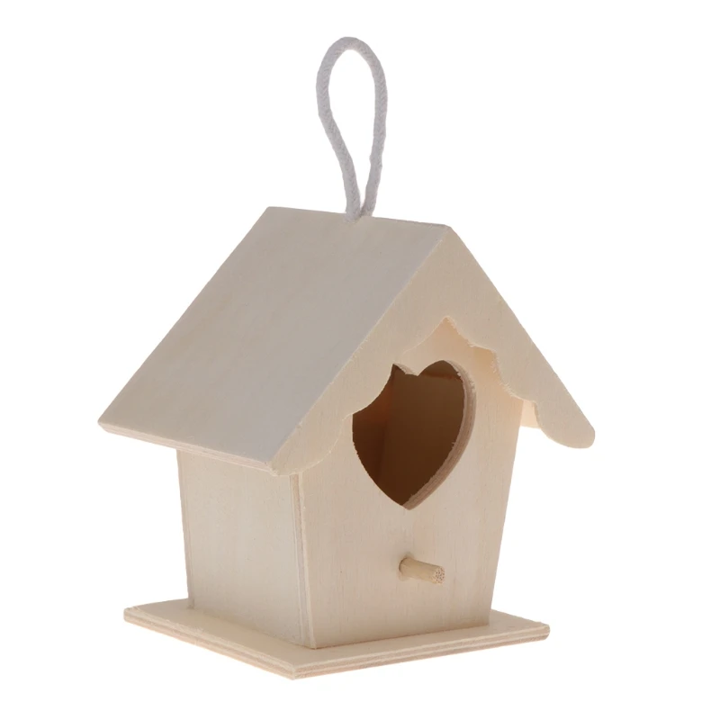 New Bird Nest Natural Wood House DIY Creative Heart Shaped Parrot Parakeet Hanging