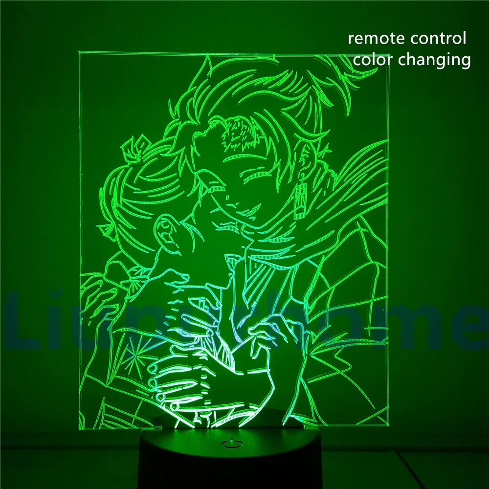 remote control Настольная лампа Demon Slayer аниме светодиодный 3d-ночник фигурки изменение цвета Kamado Nezuko Tanjirou Lampara визуальная база света - Испускаемый цвет: remote control