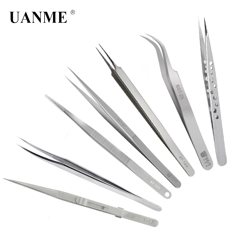 

SWDT AAA-18K 7" 18cm Long Tweezers Stainless Steel Electronic Pointed Tip Straight Tweezer Forceps