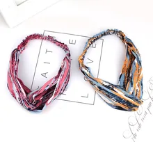 Корейский стиль ткани крест лицо мыть спортивные волосы полоса-стиль акварельные граффити большие ободки головная повязка гигантский рад аксессуары