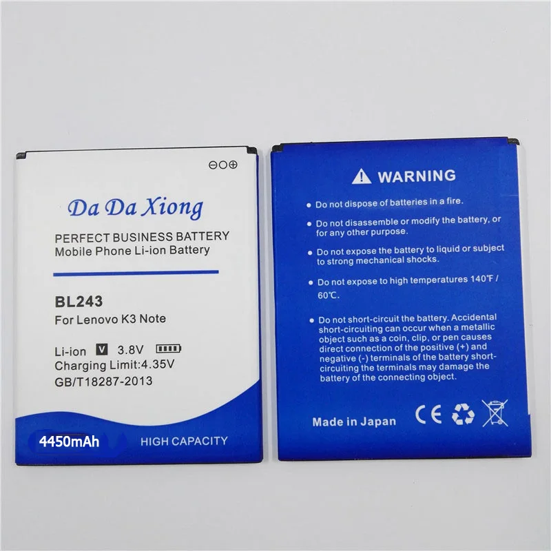 Da Xiong аккумулятор большой емкости 4450 мАч BL243 для lenovo K3 Note K50-T5 A7000 A5500 A5600 A7600 аккумулятор для мобильного телефона