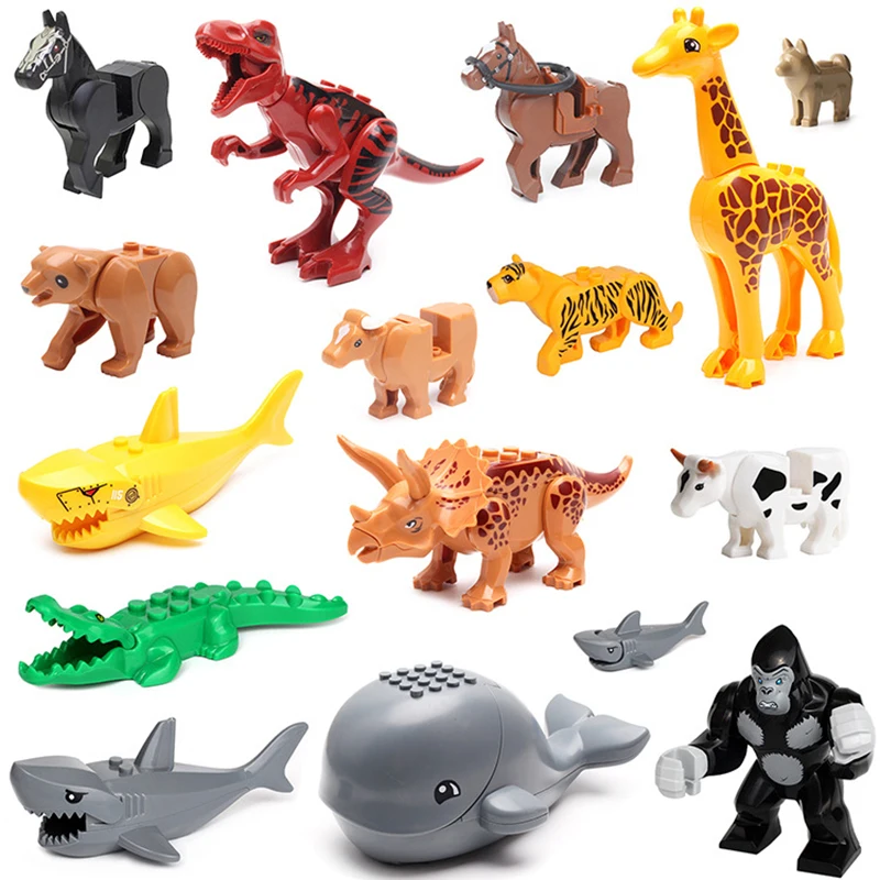 

Diy Animals Block City Animal zoo Building Blocks Bricks Whale Leopard Crocodile Orangutan Mini Farm Toys Gifts Children Kids