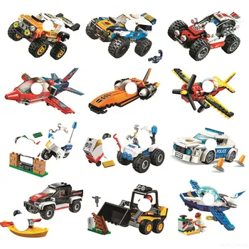 

City Sky Police Jet Patrol Car Kayak Adventure Building Blocks Kit Bricks Starter set Classic Model Kids Toys For Children Gift