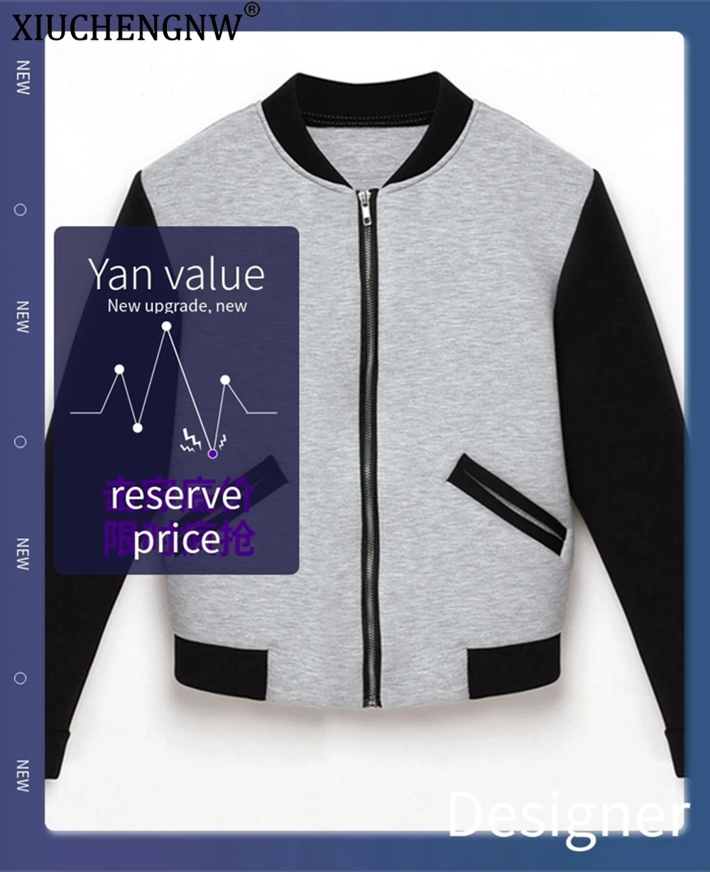 

2019 Spring Autumn Women Slim Jacket Cropped Jacket Fit Outwear Thin Streetwear Long sleeve Zipper with Pocket Stitching Jacket