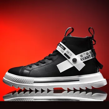 

High Top Leather Running Shoes for Men Lightweight Sports Sneakers Outdoors Comfortable Walking Shoes Zapatillas Good Quality