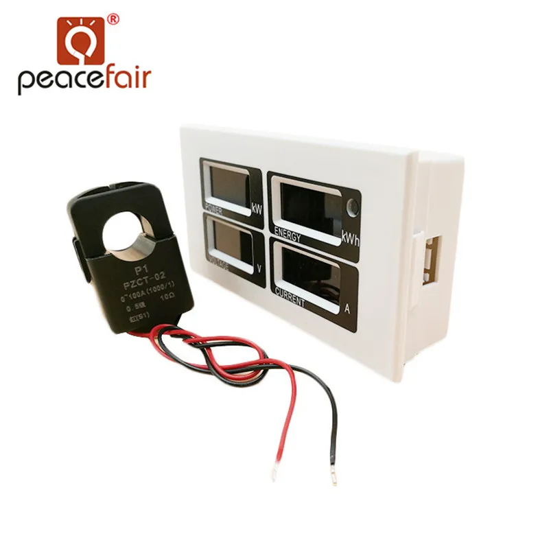 PEACEFAIR PZEM-004 AC цифровой светодиодный Панель мульти Вольтметр Амперметр 220V 100A