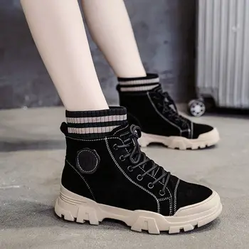 

PU Martin Boots Ladies Platform Shoes Woman Booties 2020 Women's Shoes Ankle Boots For Women High Heel Autumn Chaussure Femme