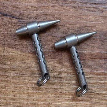 

Outdoor multifunctional tool. Titanium alloy EDC hammer, luminous tritium lamp, keychain pendant, signal necklace pendant.