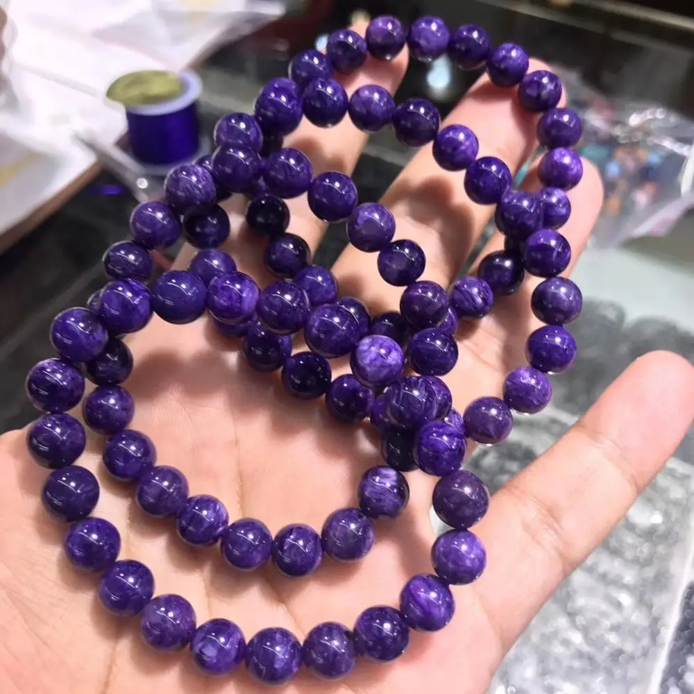 

8mm Genuine Natural Purple Charoite Bracelet Crystal Round Beads Jewelry Stretch Charm Bracelets AAAAA Drop Shipping