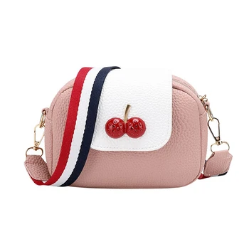 

Novel Explosion Wide Webbing Shoulder Strap Messenger Bag Fashion Cute Cherry Decoration Shoulder Bag
