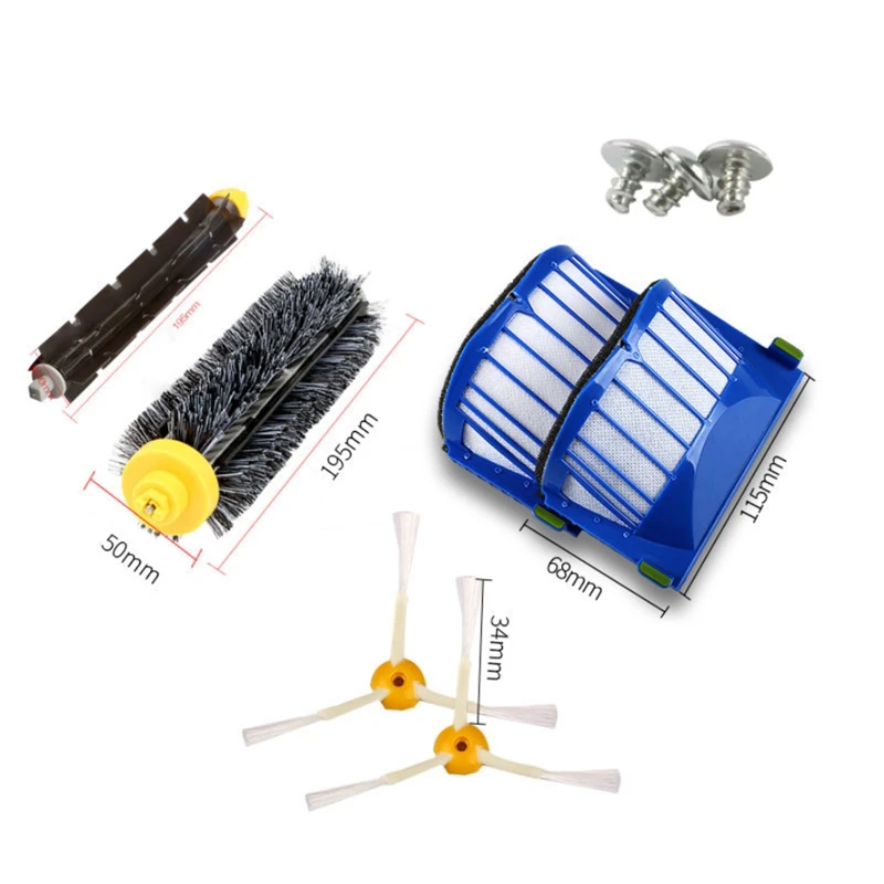 

Replacement Part Kit For Irobot Roomba 600 610 620 625 630 650 660 Series Vacuum Beater Bristle Brush+Aero Vac Filter+Side Brush