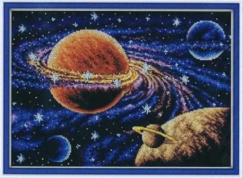 

Gold Collection Counted Cross Stitch Kit Galaxy Cluster Earth Star Solar System Universe