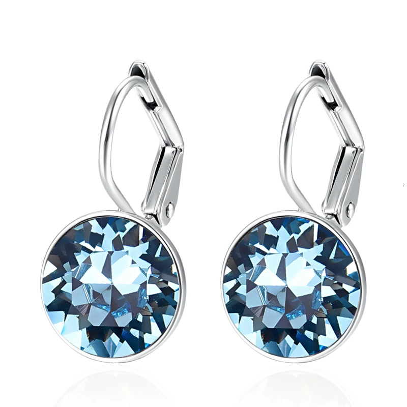 Маленькие женские серьги-гвоздики Bella с кристаллами Swarovski, новые модные круглые серьги серебряного цвета, свадебные украшения, подарок для девочки