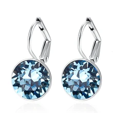 Маленькие женские серьги-гвоздики Bella с кристаллами Swarovski, новые модные круглые серьги серебряного цвета, свадебные украшения, подарок для девочки