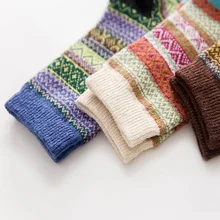 Зимние теплые шерстяные носки в стиле ретро, особый этнический стиль, высокие плотные теплые мягкие женские носки из кроличьей шерсти разных цветов