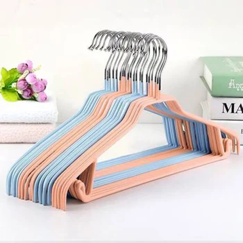 

20 pcs/lot Non-slip Shoulder PVC Coating Clothes Hangers Household Laundry Drying Rack for Adult Coat Dress Skirt