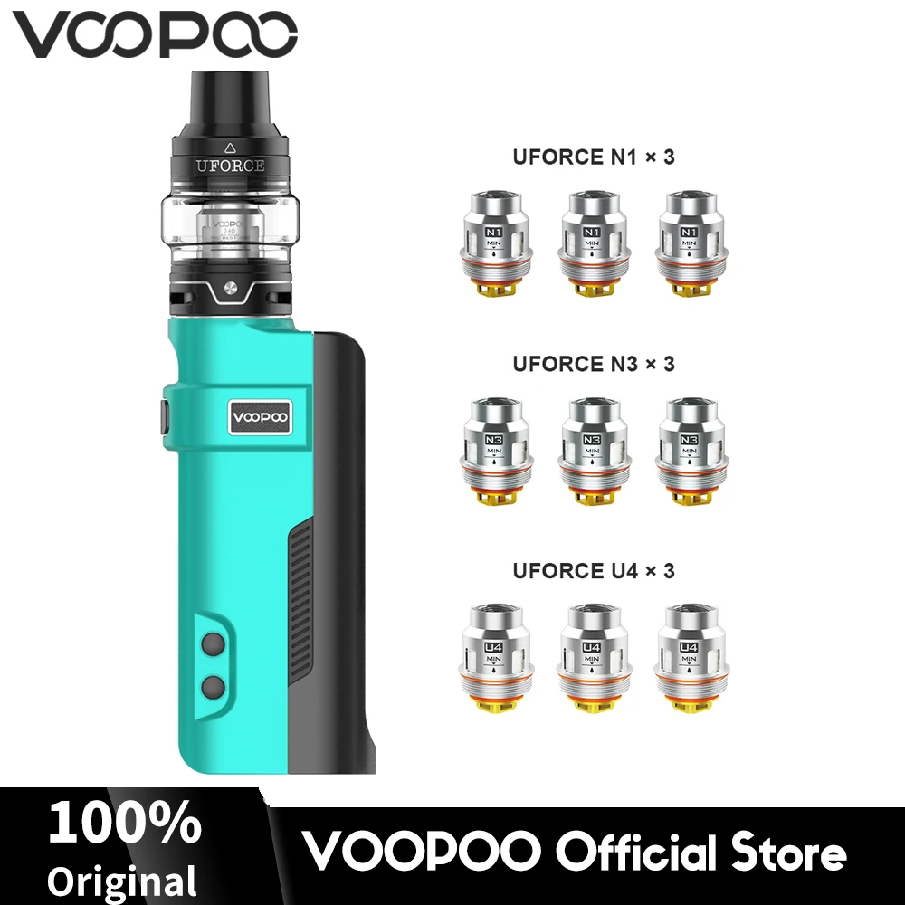 

VOOPOO Rex Box Mod Pod Kit with 5ml Uforce Tank Atomizer 80W Mod Pod Vape Kit fit 18650 Battery Electronic Cigarette Vaporizer