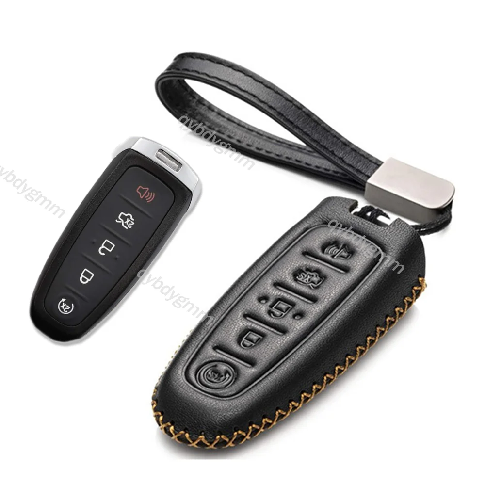 

Leather Remote Start Car Key Case Cover Shell Protector Holder Auto Accessories Fob For Lincoln Navigator MKX MKS MKT 2013-2016
