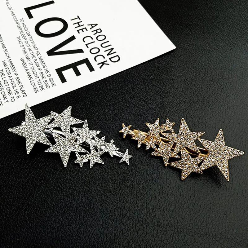 

Temperament Side Clip Five-pointed Star Round Clip Bangs Clip For Women Five-pointed Star Round Barrettes Sweet Wild Hairpin