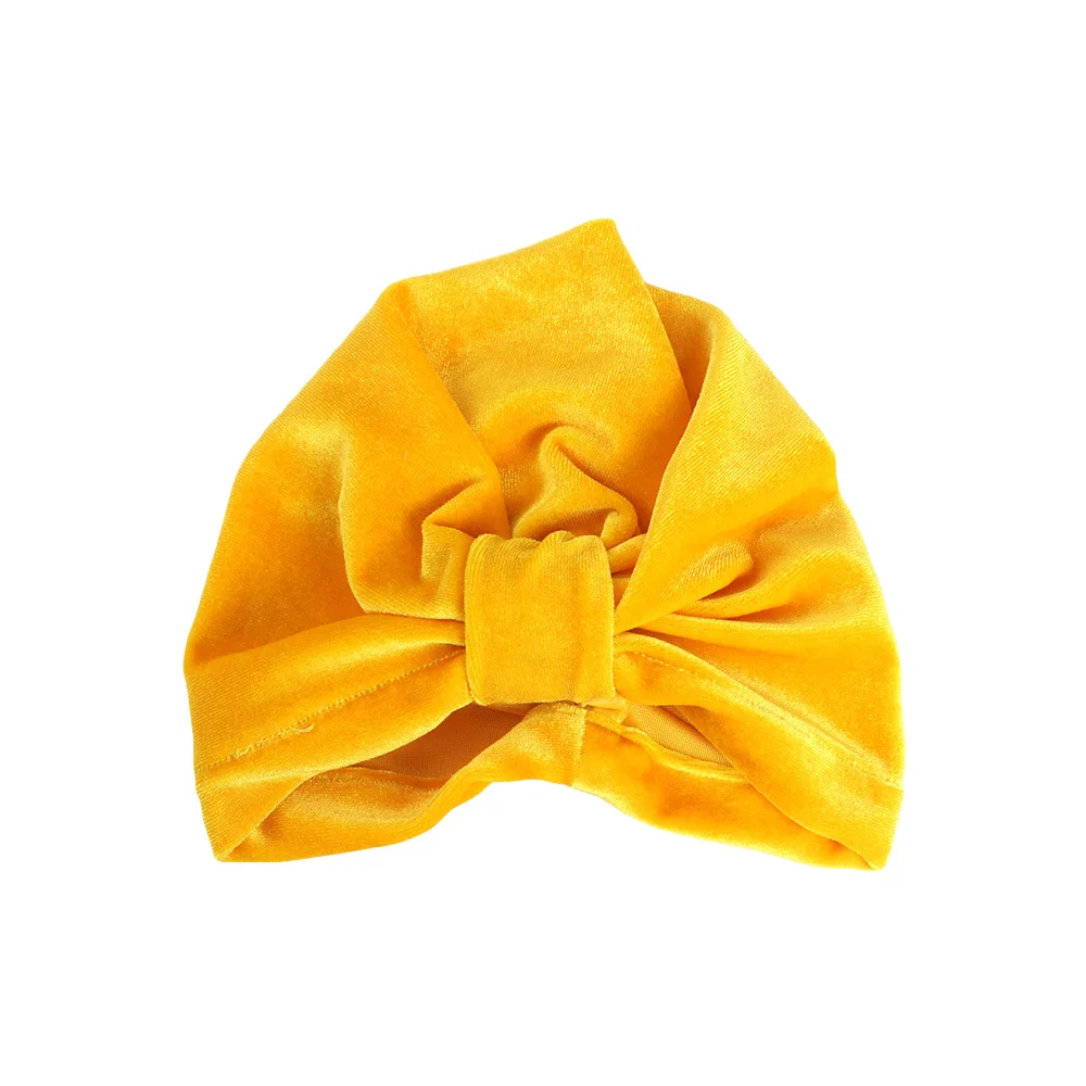 Yellow Детский однотонный Эластичный Тюрбан для девочек, шапка для волос, мягкая шапка, шапка TOSYS0304 - Цвет: Yellow