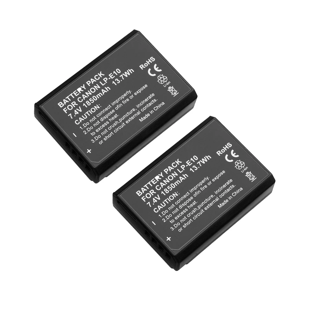 2 pcs Battery YILIZOMANA LP-E10 LPE10 LP E10 Камера Батарея 7,4 V 1850 мА-ч для цифровой однообъективной зеркальной камеры Canon EOS Rebel T3 T5 T6 T7 1100D 1200D 1300D 1500D Камера s - Цвет: 2 pcs Battery