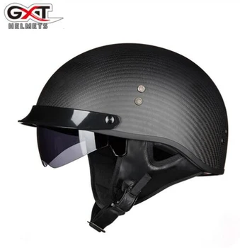 

GXT Carbon Fiber Motorcycle Helmet Retro Vintage Scooter Crash Moto Helmet Half Face Helmet Biker Motorbike Helmet with Visor