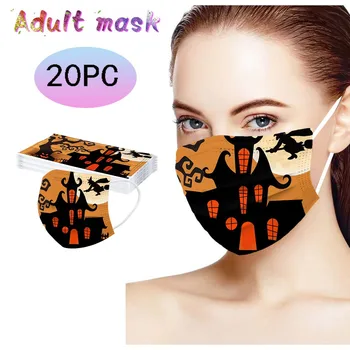

Unisex Adult Facemask Halloween Printed Mask for Face Mouth Breathable Disposable Masks Earloop Mouth and Nose Cover Mondmasker