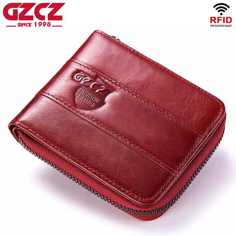 

GZCZ Casual Women`s Wallet Cow Leather Momey Clips Card Holder with Quality Genuine Leather Women Wallet Fahsion Zipper Purses