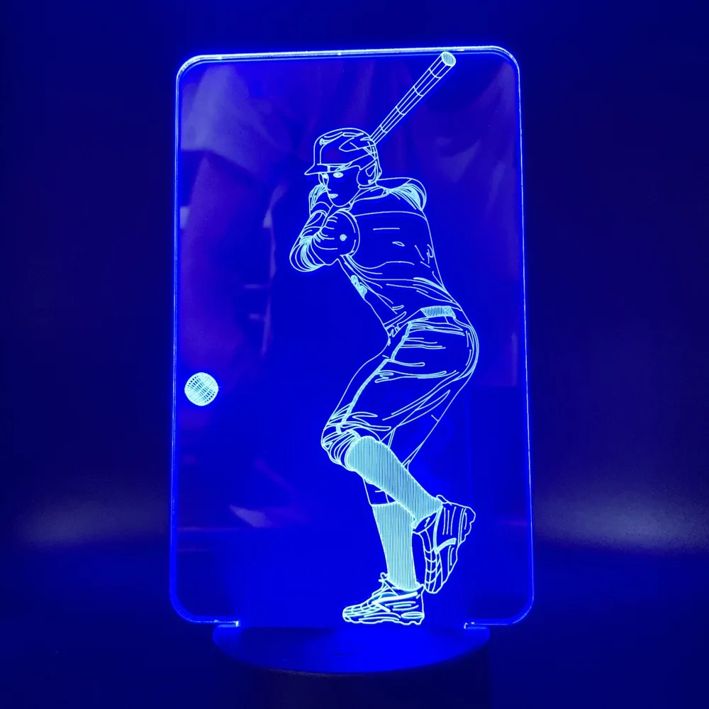 Бейсбольный плеер 3D ночник Led Спорт Lampara яркая база ночник лампа для жилая комната 3D лампа визуальный ночник светодиодный подарок
