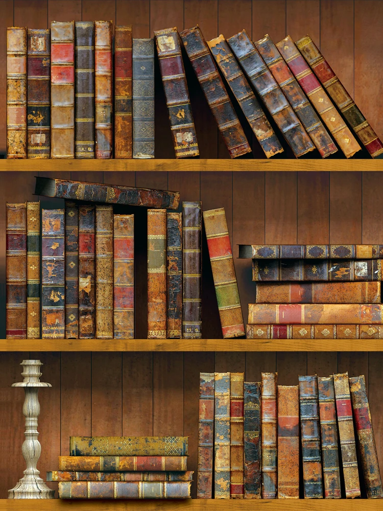 3D винтажная книжная полка пилинг и палка обои текстура древесины съемные