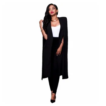 

Women Casual Sleeveless Coat Autumn Personality Solid Color Long Section Big Cloak Elegant Spring Fashion Blazer Jacket
