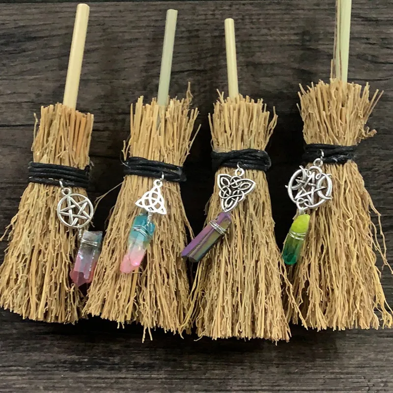 Mini scopa in paglia con scopa da strega accessori per scopa da altare Wicca VVXXMO 