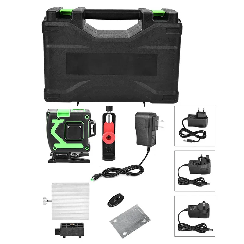 

Hot 12 Lines 3D Laser Level Self-Leveling 360 Degre Horizontal And Vertical Cross Lines Green Laser Line With Lithium Battery