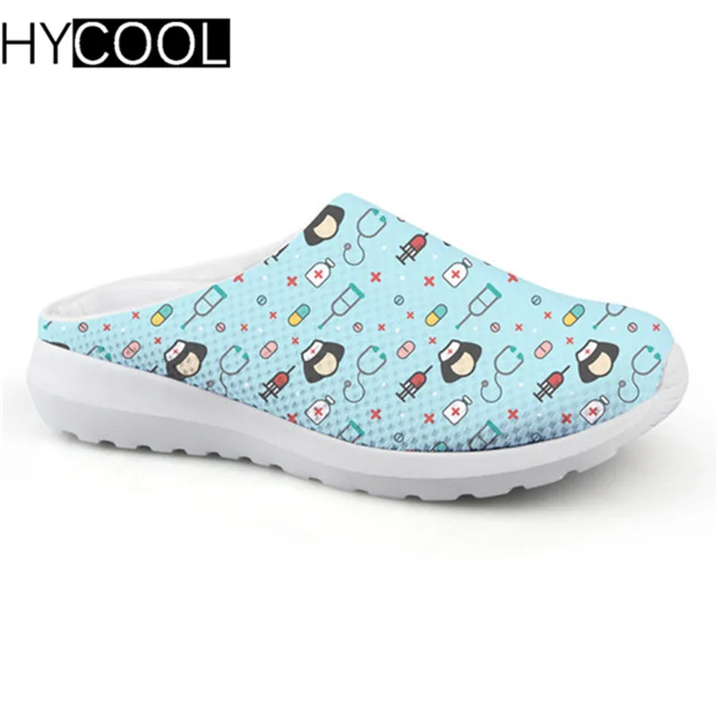 Hycool/спортивные женские сандалии; мультяшный милый узор с изображением сиделки; пляжная обувь; коллекция года; уличные спортивные тапочки для девочек; сетчатые кроссовки на плоской подошве - Цвет: CC4065CA