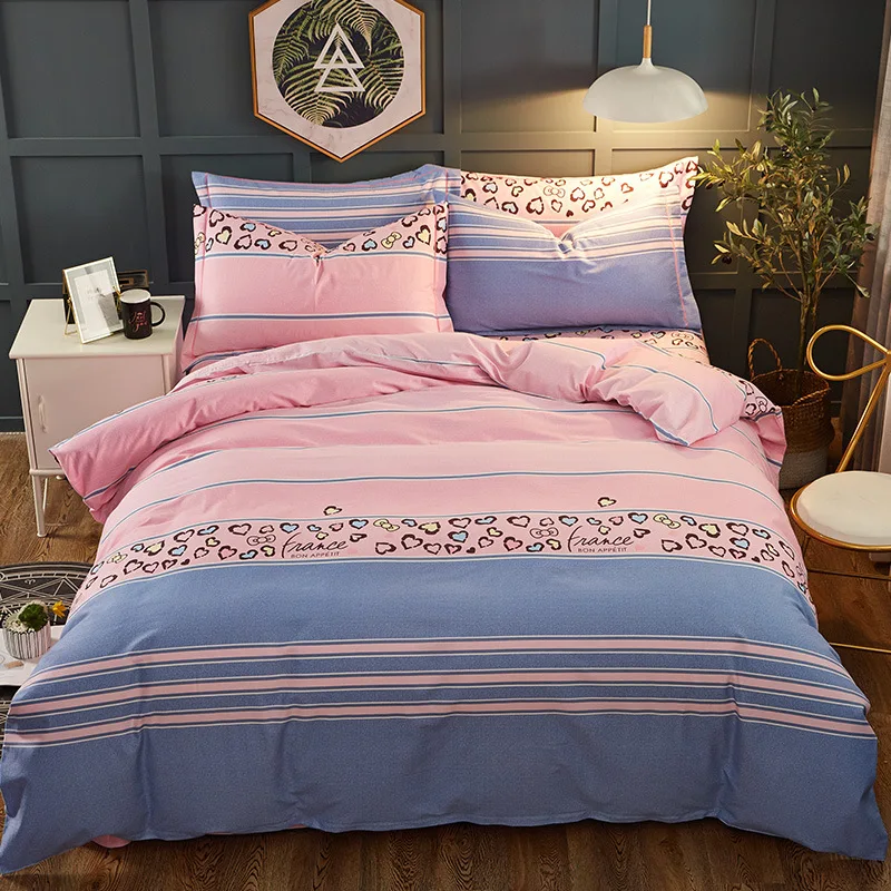 

Simple Style Full Cotton Grinding Wool Bedding 4-piece Sets Thickened Bed Sheets Quilt Cover Three-piece suit Comfortably Warm