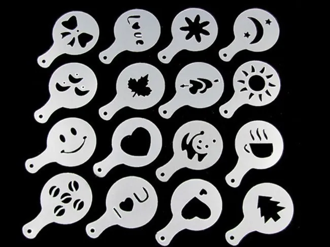 Fancy Plastic Garland Mold Simple Coffee Milk Foam Spray Flower Cake Printing Model 16 Household Kitchen Utensils