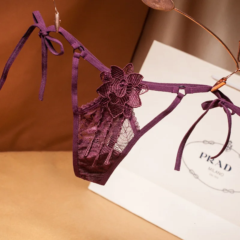 Violet Женское нижнее белье для девочек, сексуальные трусики, хлопковые трусы, женские стринги с низкой посадкой Прозрачный трусы - Цвет: Violet