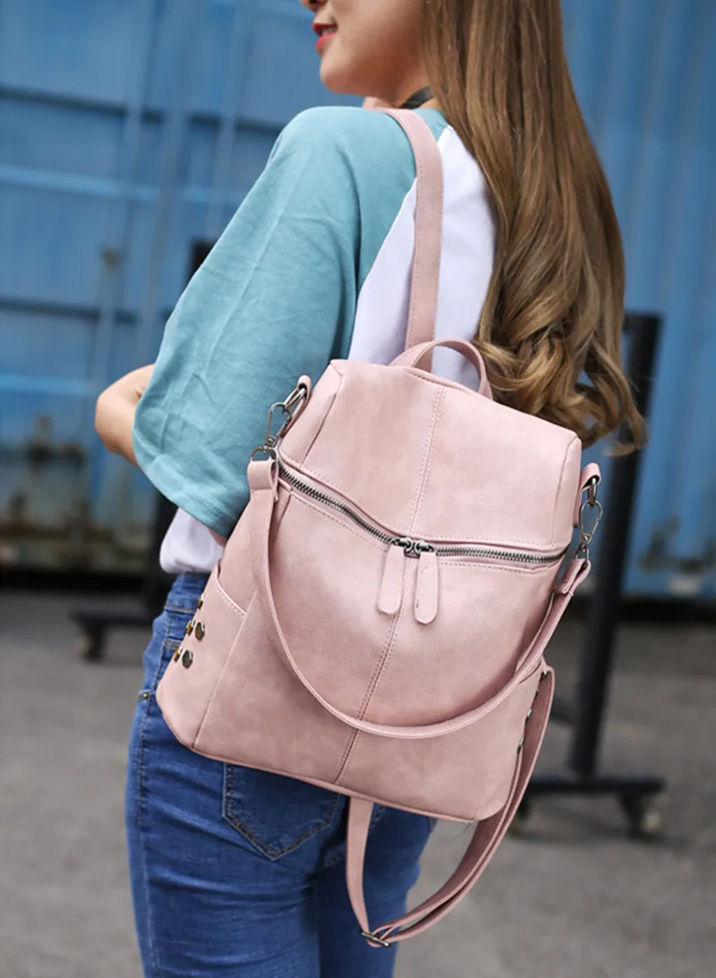 Yogodlns рюкзак в стиле ретро с заклепками женские рюкзаки из искусственной кожи для девочек и мальчиков школьные сумки модная дорожная сумка через плечо