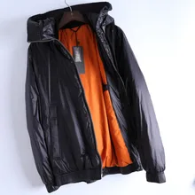 Зимний теплый пуховик, короткий пуховик с капюшоном, Мужская черная верхняя одежда, 90% пуховик