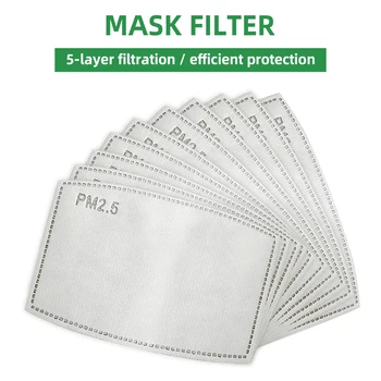 

10pcs/Lot PM2.5 Filter Paper Anti Haze Dustproof Mouth Face Mask 5 Layer Mask Filter paper Health Care Protection Accessaries