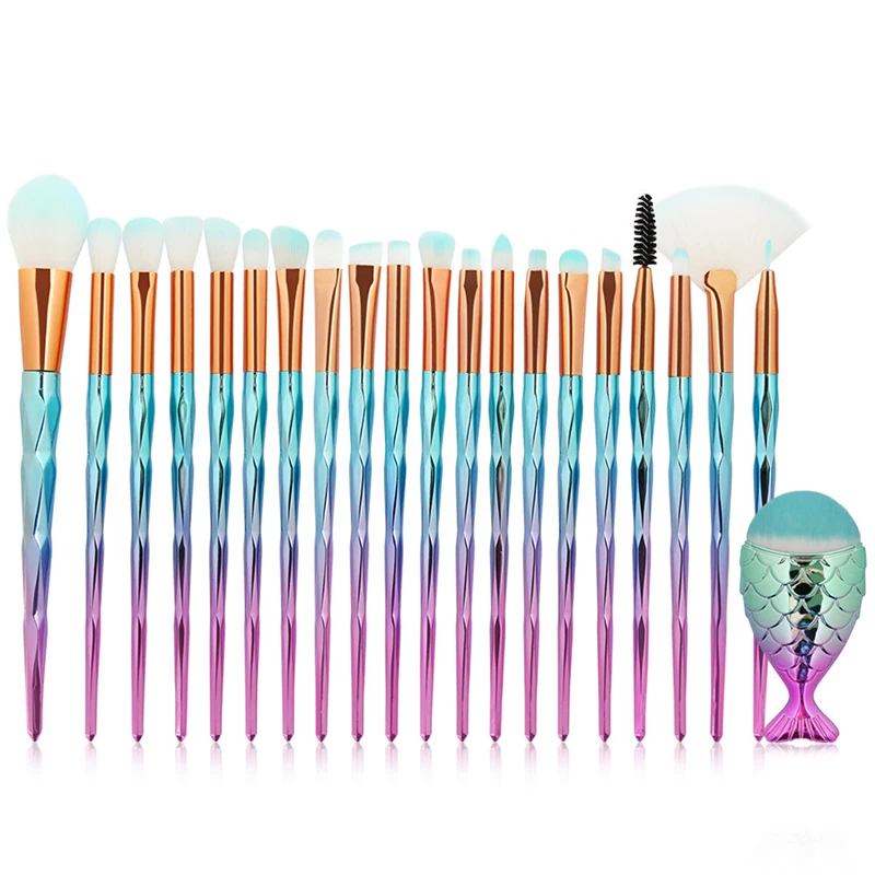 

21Pcs Diamond Makeup Brushes Set Beauty Make Up Tool Brush Cosmetic Powder Foundation Blending Eye Shadow Eyebrow Eyelash Brush