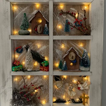 

56 Pcs Artificial Mini Christmas Trees Miniature Sisal Frosted Christmas Trees Bottle Brush Trees for DIY Crafts Home